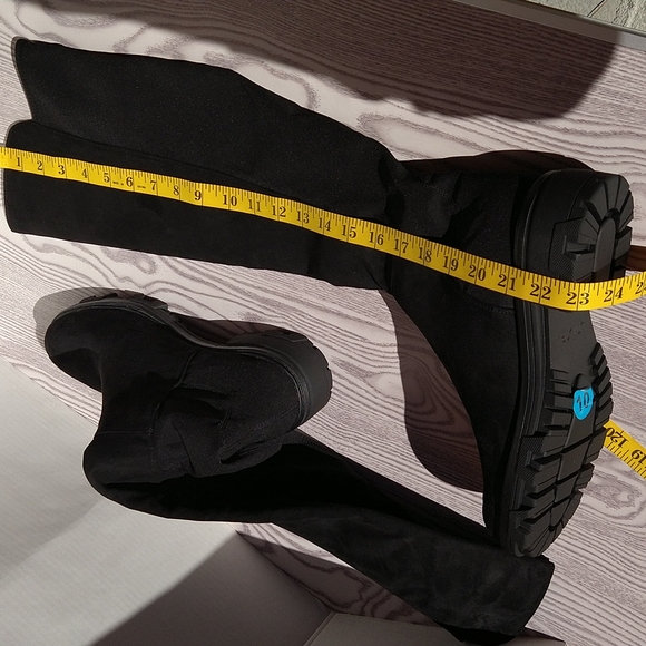 Unisa Black Tall Knee Faux Suede Boots Slip-On Elastic - Picture 15 of 16